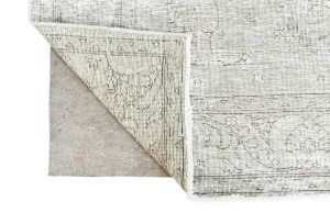Antique Muted Beige Floral 7'6X10'7 Distressed Vintage Oriental Rug
