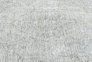 Antique Muted Beige Floral 7'6X10'7 Distressed Vintage Oriental Rug