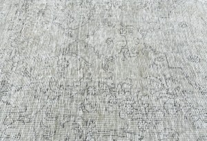 Antique Muted Beige Floral 7'6X10'7 Distressed Vintage Oriental Rug
