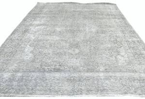 Antique Muted Beige Floral 7'6X10'7 Distressed Vintage Oriental Rug