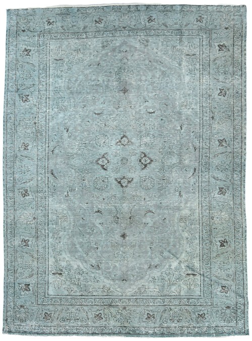 Antique Overdyed Muted Floral 6'5X9 Distressed Vintage Oriental Rug