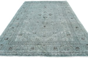 Antique Overdyed Muted Floral 6'5X9 Distressed Vintage Oriental Rug