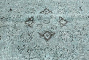 Antique Overdyed Muted Floral 6'5X9 Distressed Vintage Oriental Rug