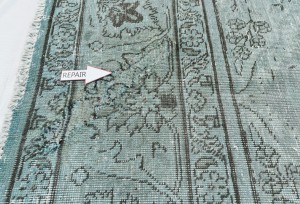 Antique Overdyed Muted Floral 6'5X9 Distressed Vintage Oriental Rug