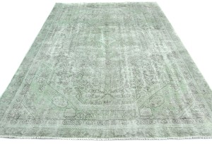Antique Overdyed Floral 5'8X8'4 Distressed Vintage Oriental Rug