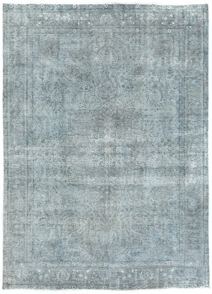 Muted Gray Antique Overdyed Traditional 6'6X'9'4 Distressed Vintage Oriental Rug