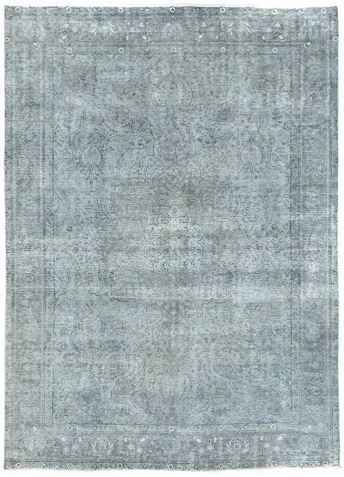 Muted Gray Antique Overdyed Traditional 6'6X'9'4 Distressed Vintage Oriental Rug