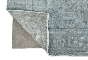 Muted Gray Antique Overdyed Traditional 6'6X'9'4 Distressed Vintage Oriental Rug