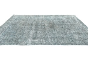 Muted Gray Antique Overdyed Traditional 6'6X'9'4 Distressed Vintage Oriental Rug