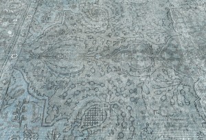 Muted Gray Antique Overdyed Traditional 6'6X'9'4 Distressed Vintage Oriental Rug