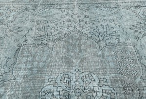 Muted Gray Antique Overdyed Traditional 6'6X'9'4 Distressed Vintage Oriental Rug