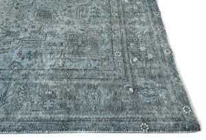 Muted Gray Antique Overdyed Traditional 6'6X'9'4 Distressed Vintage Oriental Rug