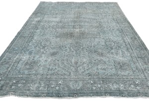 Muted Gray Antique Overdyed Traditional 6'6X'9'4 Distressed Vintage Oriental Rug