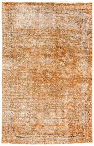 Orange Antique Overdyed Traditional 5'4X'8'5 Distressed Vintage Oriental Rug