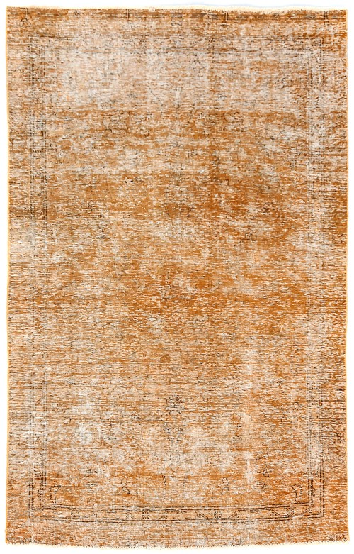 Orange Antique Overdyed Traditional 5'4X'8'5 Distressed Vintage Oriental Rug