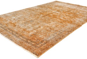 Orange Antique Overdyed Traditional 5'4X'8'5 Distressed Vintage Oriental Rug