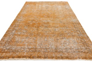Orange Antique Overdyed Traditional 5'4X'8'5 Distressed Vintage Oriental Rug