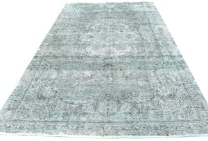 Blue-gray Antique Overdyed Traditional 5X9 Distressed Vintage Oriental Rug