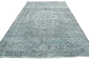 Blue-gray Antique Overdyed Traditional 5X9 Distressed Vintage Oriental Rug
