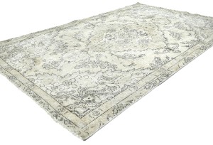 Muted Beige Antique Floral Traditional 5X8 Distressed Vintage Oriental Rug