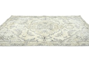 Muted Beige Antique Floral Traditional 5X8 Distressed Vintage Oriental Rug