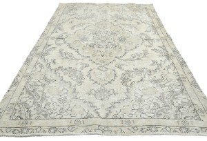 Muted Beige Antique Floral Traditional 5X8 Distressed Vintage Oriental Rug
