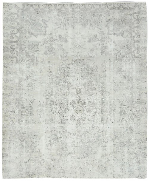 Muted Beige Antique Floral Traditional 5'6X6'7 Distressed Vintage Oriental Rug