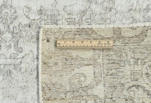 Muted Beige Antique Floral Traditional 5'6X6'7 Distressed Vintage Oriental Rug