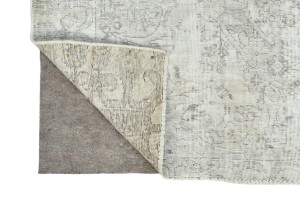 Muted Beige Antique Floral Traditional 5'6X6'7 Distressed Vintage Oriental Rug