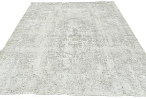 Muted Beige Antique Floral Traditional 5'6X6'7 Distressed Vintage Oriental Rug