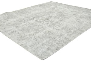 Muted Beige Antique Floral Traditional 5'6X6'7 Distressed Vintage Oriental Rug