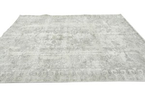 Muted Beige Antique Floral Traditional 5'6X6'7 Distressed Vintage Oriental Rug