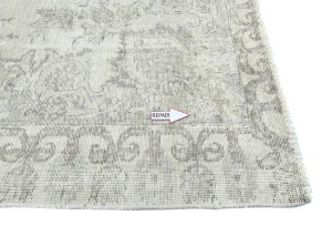 Muted Beige Antique Floral Traditional 5'6X6'7 Distressed Vintage Oriental Rug