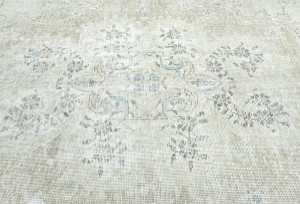 Muted Beige Antique Floral Traditional 6X9 Distressed Vintage Oriental Rug