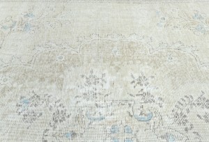 Muted Beige Antique Floral Traditional 6X9 Distressed Vintage Oriental Rug