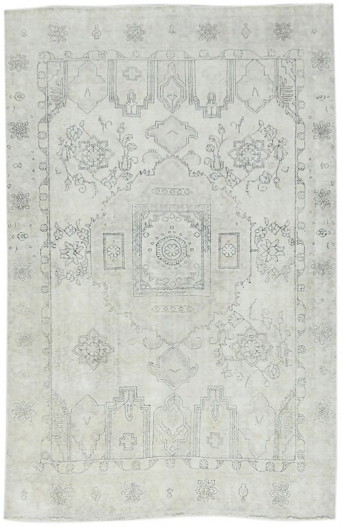 Muted Beige Antique Floral Traditional 6X9 Distressed Vintage Oriental Rug