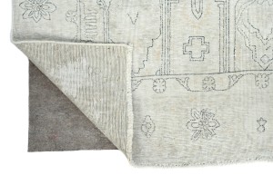 Muted Beige Antique Floral Traditional 6X9 Distressed Vintage Oriental Rug