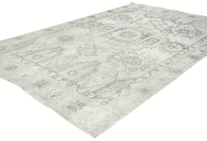 Muted Beige Antique Floral Traditional 6X9 Distressed Vintage Oriental Rug