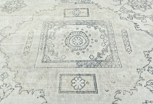 Muted Beige Antique Floral Traditional 6X9 Distressed Vintage Oriental Rug