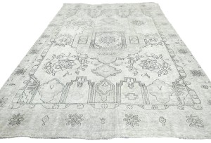 Muted Beige Antique Floral Traditional 6X9 Distressed Vintage Oriental Rug
