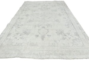 Muted Beige Antique Floral Traditional 7X10 Distressed Vintage Oriental Rug