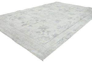Muted Beige Antique Floral Traditional 7X10 Distressed Vintage Oriental Rug
