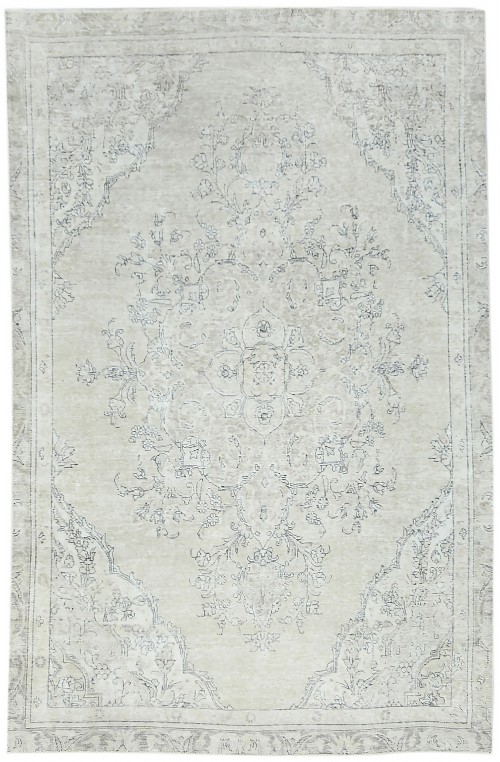 Muted Beige Antique Floral Traditional 6X10 Distressed Vintage Oriental Rug