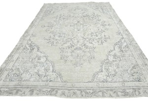 Muted Beige Antique Floral Traditional 6X10 Distressed Vintage Oriental Rug