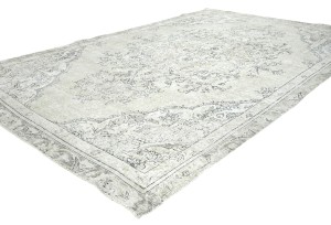 Muted Beige Antique Floral Traditional 6X10 Distressed Vintage Oriental Rug