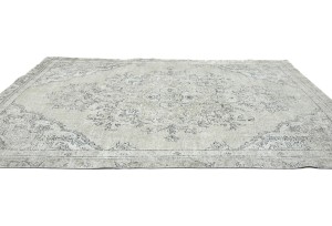 Muted Beige Antique Floral Traditional 6X10 Distressed Vintage Oriental Rug