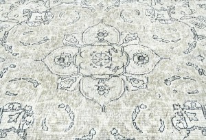 Muted Beige Antique Floral Traditional 6X10 Distressed Vintage Oriental Rug