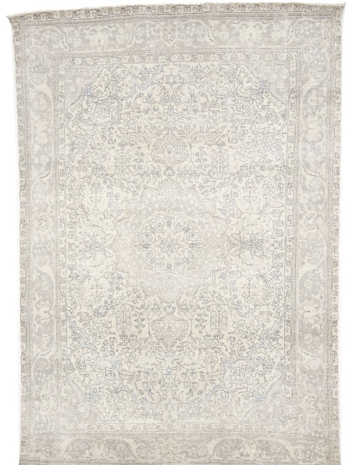 Muted Beige Antique Floral Traditional 6'6X9'5 Distressed Vintage Oriental Rug