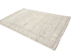 Muted Beige Antique Floral Traditional 6'6X9'5 Distressed Vintage Oriental Rug