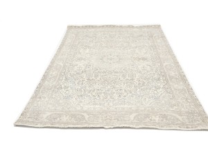Muted Beige Antique Floral Traditional 6'6X9'5 Distressed Vintage Oriental Rug
